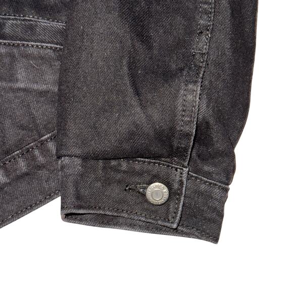 Old Navy Cropped Denim Jacket Women's Size XL Black Jack Button Front Pockets - Picture 4 of 8